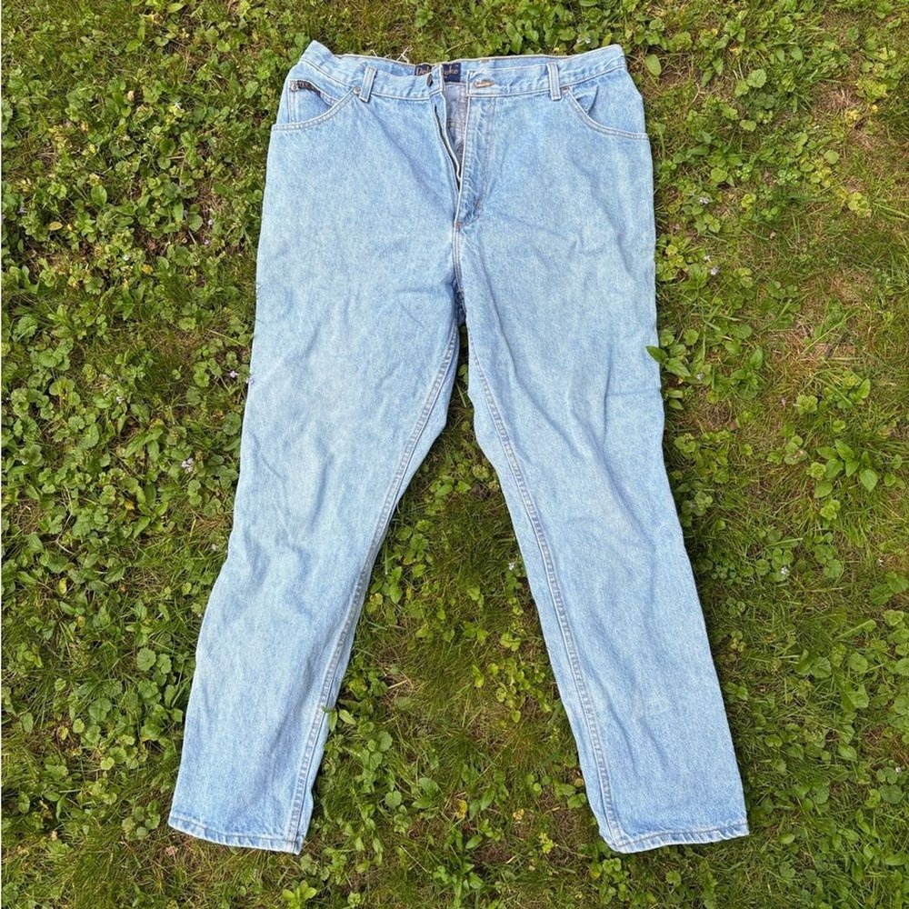 Vintage USA Mom Jeans Womens 16W High‎ Rise Light Wash Tapered Denim
